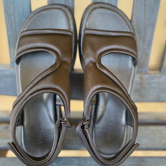 Vince Fresca Women’s 7.5 Black Platform Sandals Open Toe Hook & Loop Comfort - Picture 3 of 10